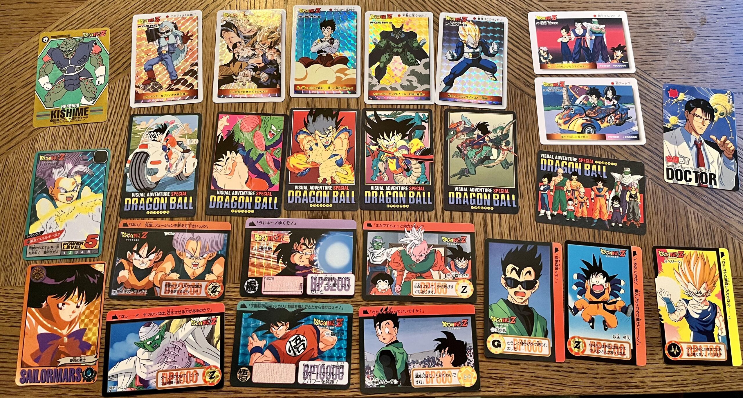 dragon ball trading cards on table